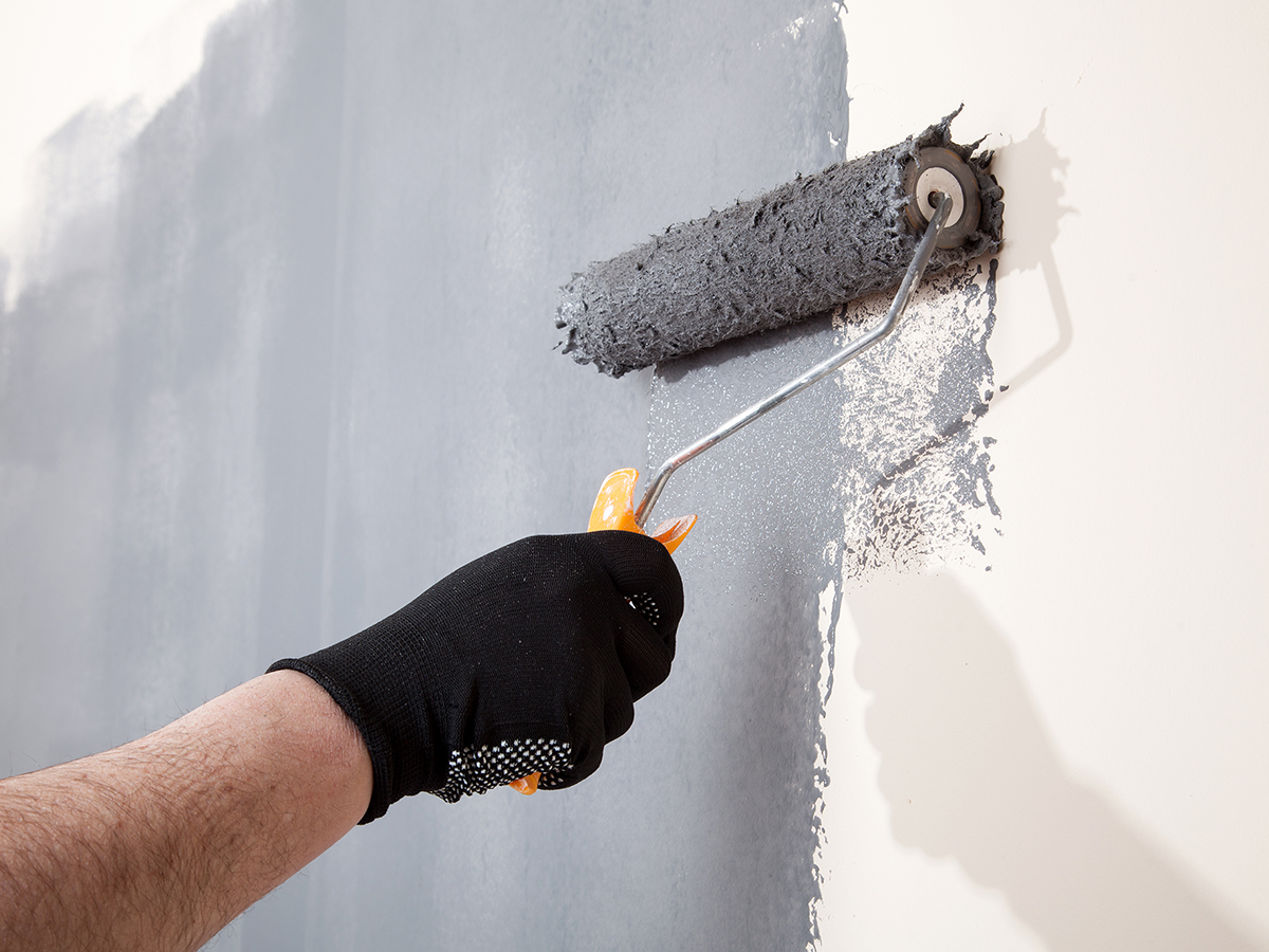 Professional painter painting a wall.