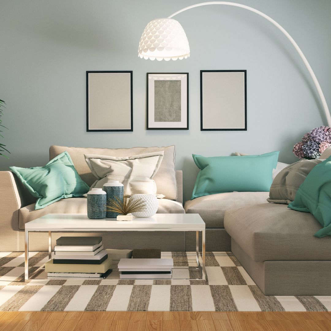 cool blue-tone living room