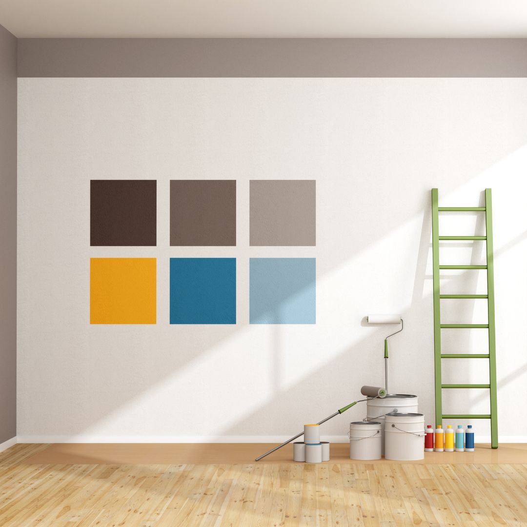 paint swatches on wall 